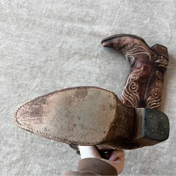 Circle G By Corral Women's L5002 Distressed Bone Embroidered Western Boot Brown - Picture 6 of 8